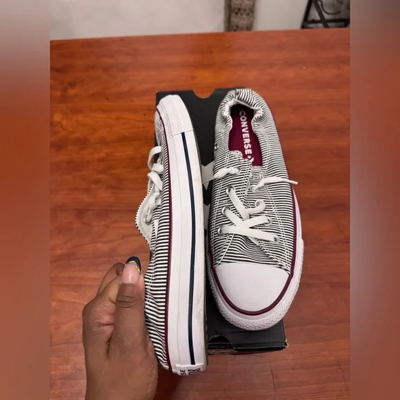 Converse Black and White Striped Sneakers - Picture 3 of 6